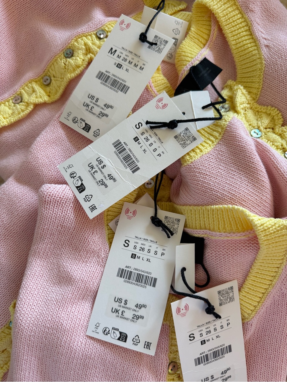 ZARA BNWT POINTELLE COMBINATION CARDIGAN. PINK 2893/043/620 - Picture 7 of 7